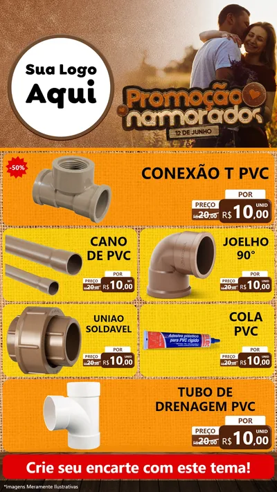 Modelo de TV para TV Vertical com o tema Promoção Namorados para Tubos e conexões