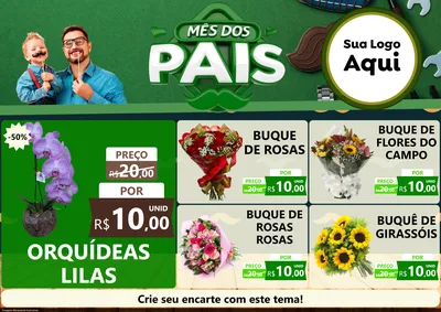 Modelo de Encarte para Encarte A4 Horizontal com o tema Mês dos Pais para Floricultura e jardim