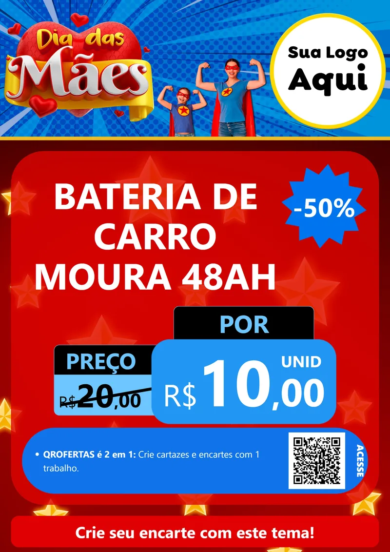 Modelo de Cartaz para Cartaz A4 Vertical com o tema Dia das Mães para Baterias Elétricas