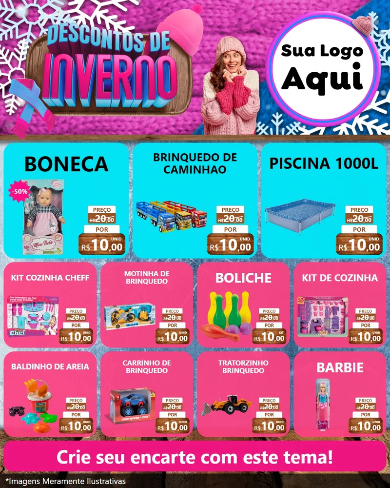 Modelo de Rede Social para Feed Instagram com o tema Descontos de Inverno para Brinquedos