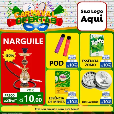 Modelo de Rede Social para Feed Facebook com o tema Carnaval de Ofertas para Tabacaria