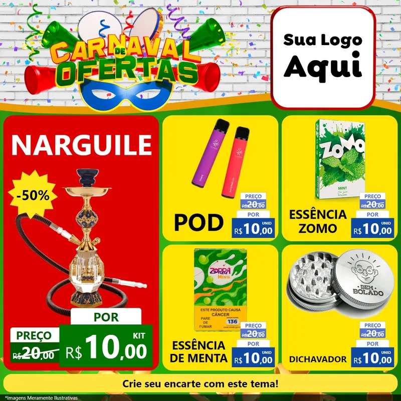 Modelo de Rede Social para Feed Facebook com o tema Carnaval de Ofertas para Tabacaria