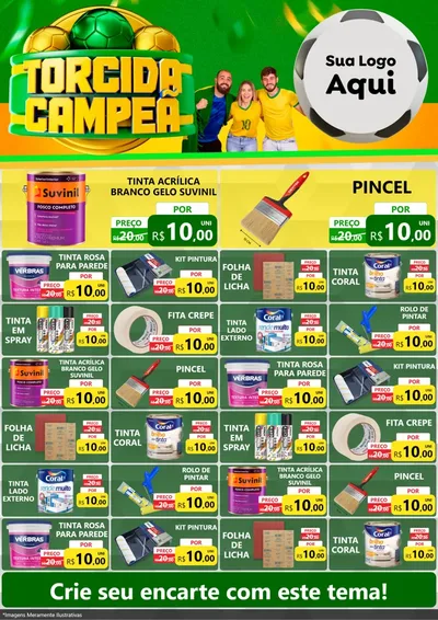 Modelo de Encarte para Encarte A4 Vertical com o tema Torcida Campeã - Copa para Tintas e Ferramentas