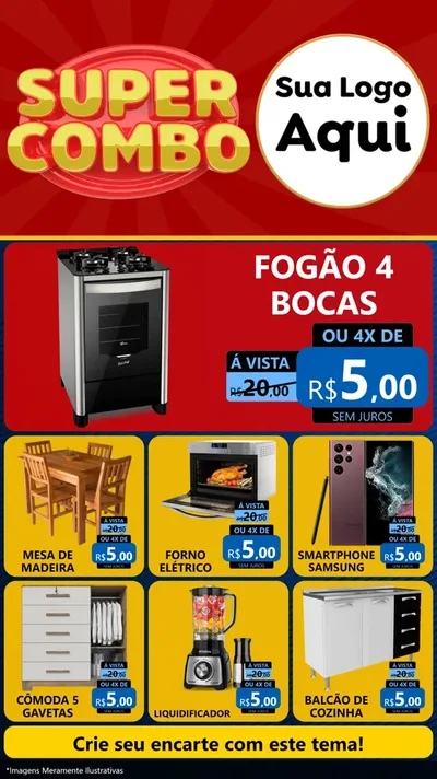 Modelo de Rede Social para Stories com o tema Super Combo para Móveis e Eletro