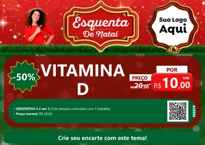 Modelo de Cartaz para Cartaz A4 Horizontal com o tema Esquenta de Natal para Farmácia