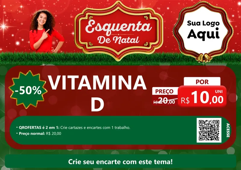 Modelo de Cartaz para Cartaz A4 Horizontal com o tema Esquenta de Natal para Farmácia