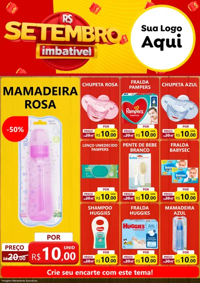 Modelo de Encarte para Encarte A4 Vertical com o tema Setembro Imbatível para Bebês
