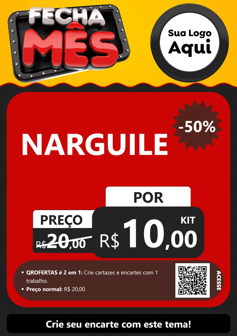 Modelo de Cartaz para Cartaz A4 Vertical com o tema Fecha Mês para Tabacaria
