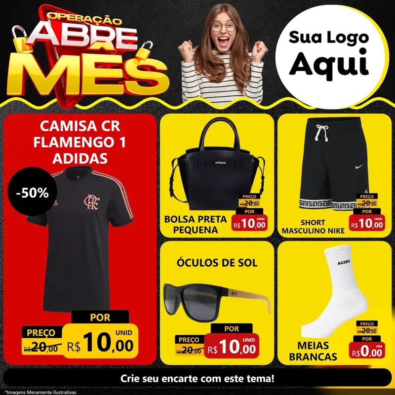 Modelo de Rede Social para Feed Facebook com o tema Operação Abre Mês para Roupas e acessórios