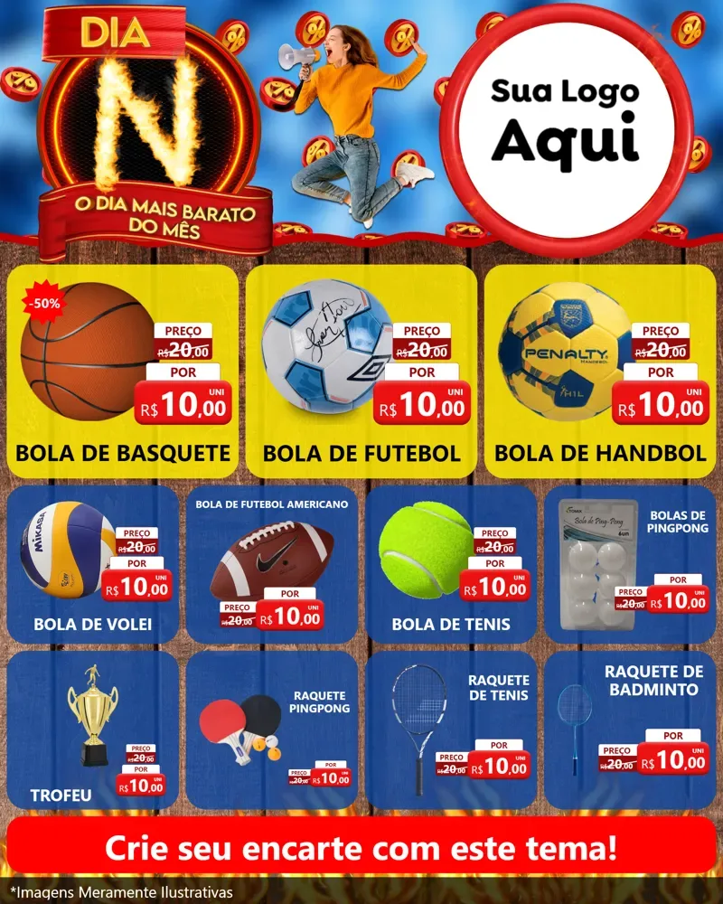 Modelo de Rede Social para Feed Instagram com o tema Dia N - O Dia Mais Barato Do Mês para Artigos Esportivos