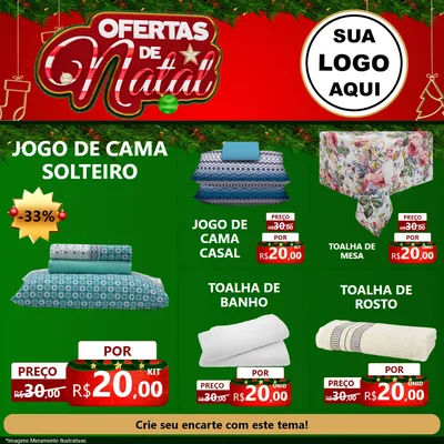 Modelo de Rede Social para Feed Facebook com o tema Ofertas de Natal para Cama, Mesa e Banho