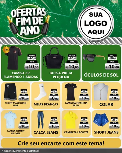 Modelo de Rede Social para Feed Instagram com o tema Ofertas Fim de Ano para Roupas e acessórios