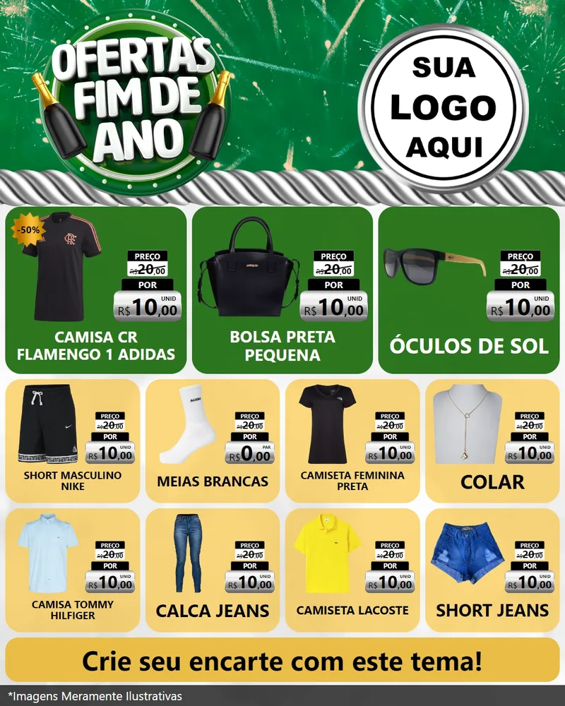 Modelo de Rede Social para Feed Instagram com o tema Ofertas Fim de Ano para Roupas e acessórios