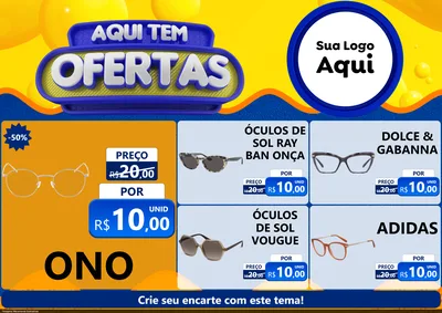 Modelo de Encarte para Encarte A4 Horizontal com o tema Aqui Tem Ofertas para Óticas