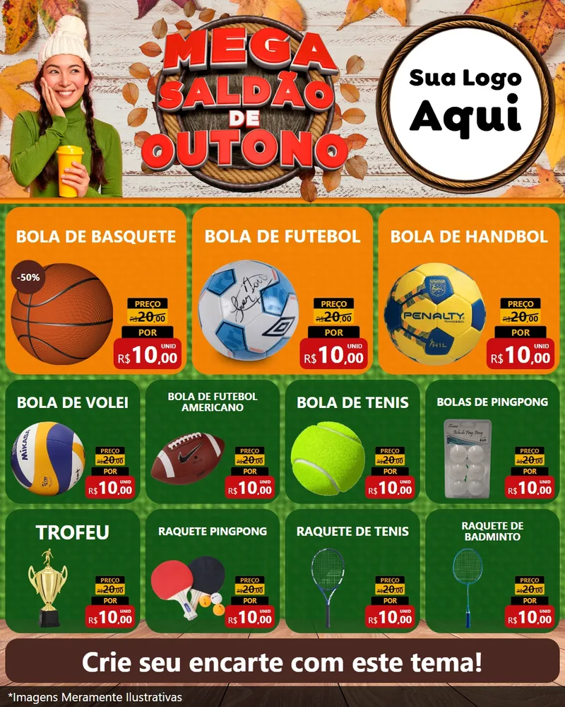 Modelo de Rede Social para Feed Instagram com o tema Mega Saldão de Outono para Artigos Esportivos