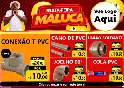 Modelo de Encarte para Encarte A4 Horizontal com o tema Sexta-feira Maluca para Tubos e conexões
