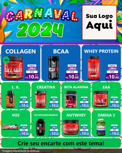 Modelo de Rede Social para Feed Instagram com o tema Carnaval 2027 para Suplementos alimentares