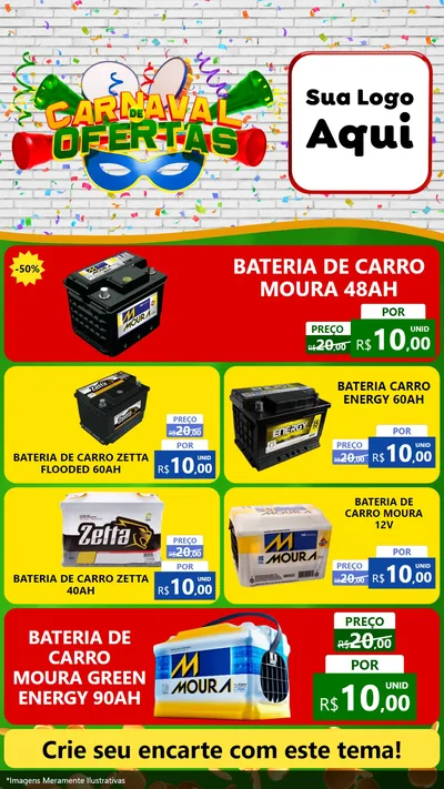 Modelo de TV para TV Vertical com o tema Carnaval de Ofertas para Baterias Elétricas