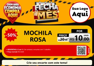 Modelo de Cartaz para Cartaz A4 Horizontal com o tema Fecha Mês para Papelaria