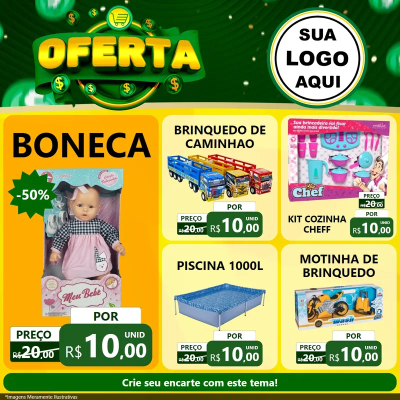 Modelo de Rede Social para Feed Facebook com o tema Oferta para Brinquedos