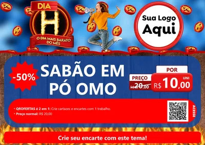 Modelo de Cartaz para Cartaz A4 Horizontal com o tema Dia H - O Dia Mais Barato Do Mês para Produtos de Limpeza
