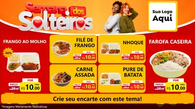Modelo de TV para TV Horizontal com o tema Semana dos Solteiros para Restaurante