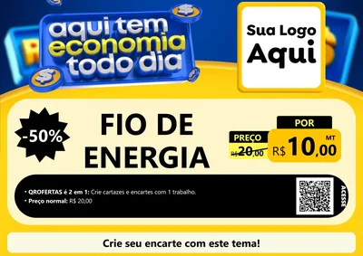 Modelo de Cartaz para Cartaz A4 Horizontal com o tema Aqui Tem Economia Todo Dia para Materiais Elétricos
