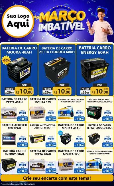 Modelo de Encarte para Encarte Grande com o tema Março Imbatível para Baterias Elétricas