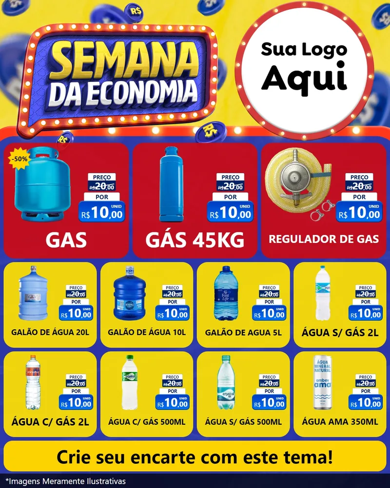 Modelo de Rede Social para Feed Instagram com o tema Semana da Economia para Água e gás