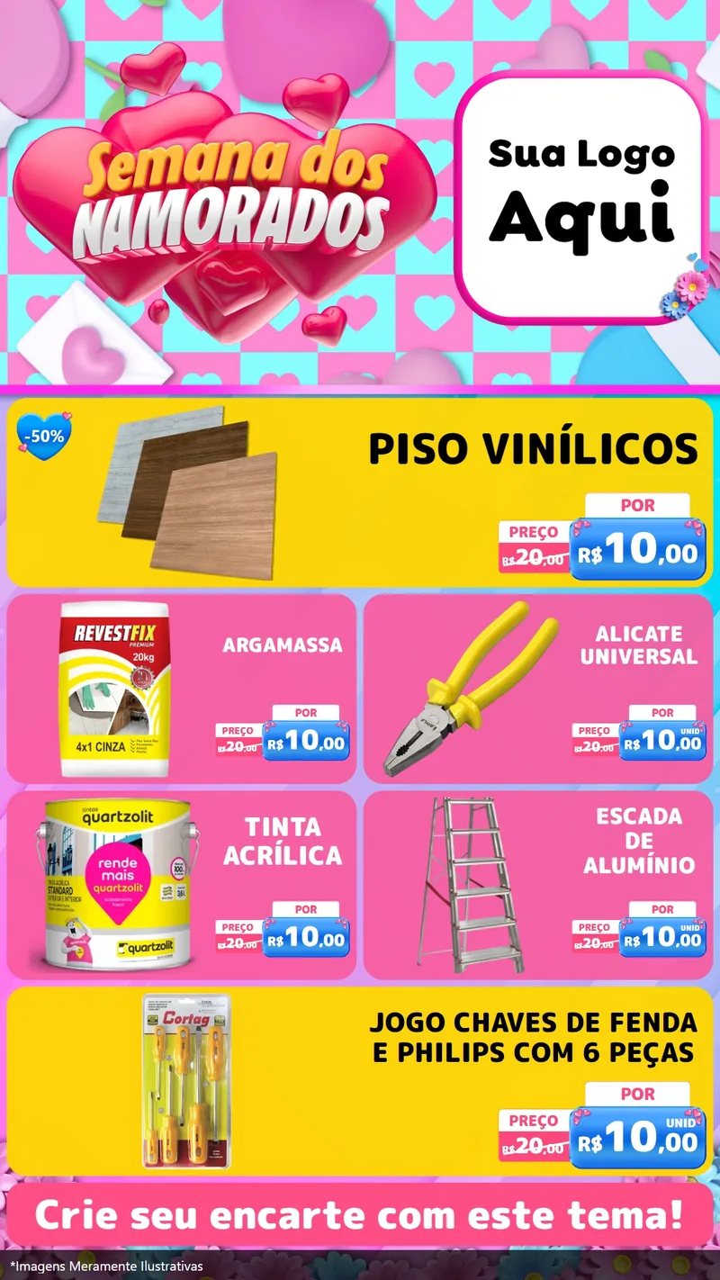 Modelo de TV para TV Vertical com o tema Semana dos Namorados para Material para Construção