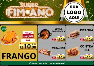 Modelo de Encarte para Encarte A4 Horizontal com o tema Super Fim de Ano para Assados
