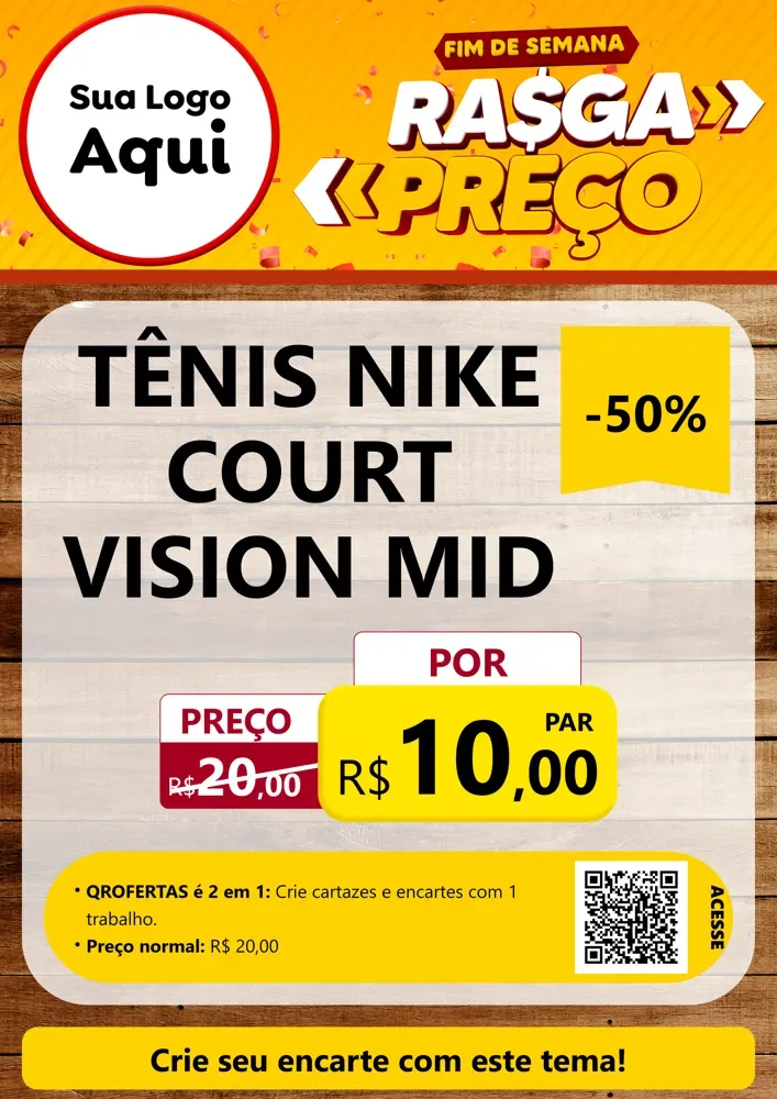 Modelo de Cartaz para Cartaz A4 Vertical com o tema Fim de Semana Rasga Preços para Calçados