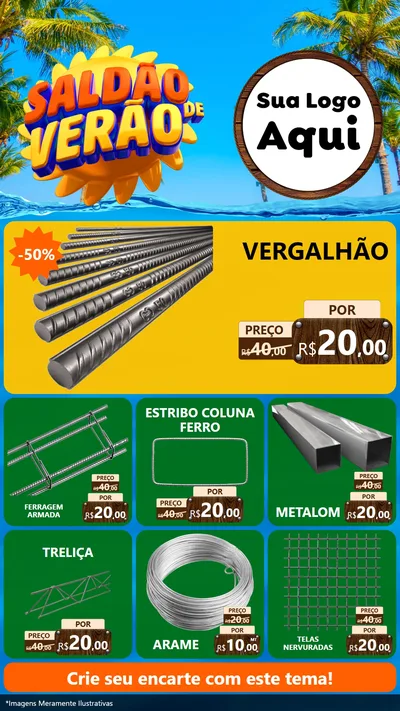 Modelo de Rede Social para Stories com o tema Saldão de Verão para Ferragens