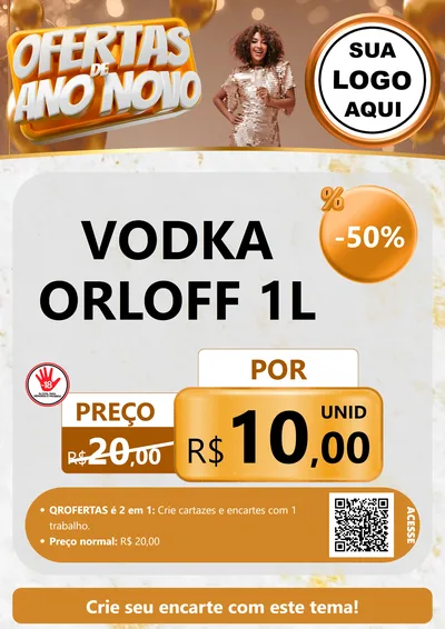 Modelo de Cartaz para Cartaz A4 Vertical com o tema Ofertas de Ano Novo para Distribuidora de bebidas