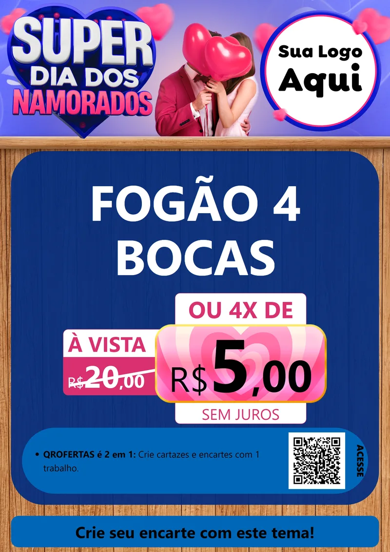 Modelo de Cartaz para Cartaz A4 Vertical com o tema Super Dia dos Namorados para Móveis e Eletro