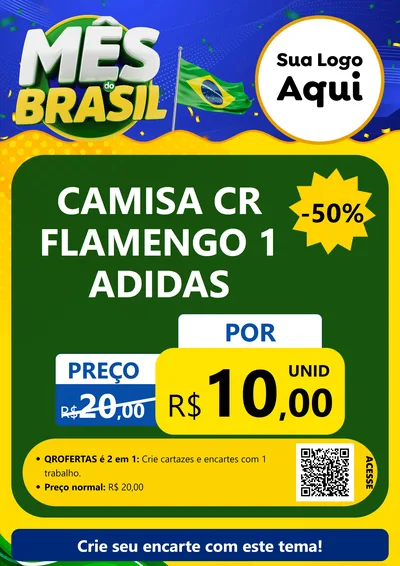 Modelo de Cartaz para Cartaz A4 Vertical com o tema Mês do Brasil para Roupas e acessórios