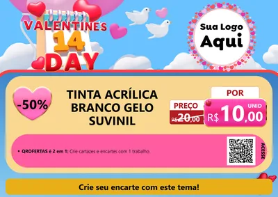 Modelo de Cartaz para Cartaz A4 Horizontal com o tema Valentine's Day para Tintas e Ferramentas