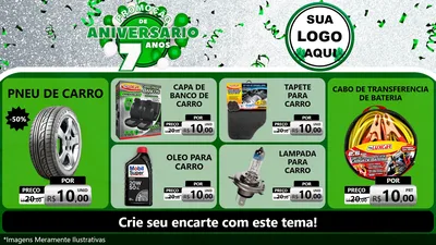 Modelo de TV para TV Horizontal com o tema Promoção de Aniversário - 7 Anos para Auto peças
