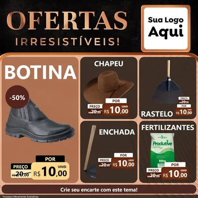 Modelo de Rede Social para Feed Facebook com o tema Ofertas Irresistíveis! para Agropecuária