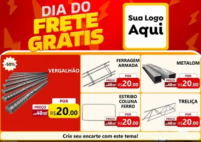 Modelo de Encarte para Encarte A4 Horizontal com o tema Dia do Frete Grátis para Ferragens