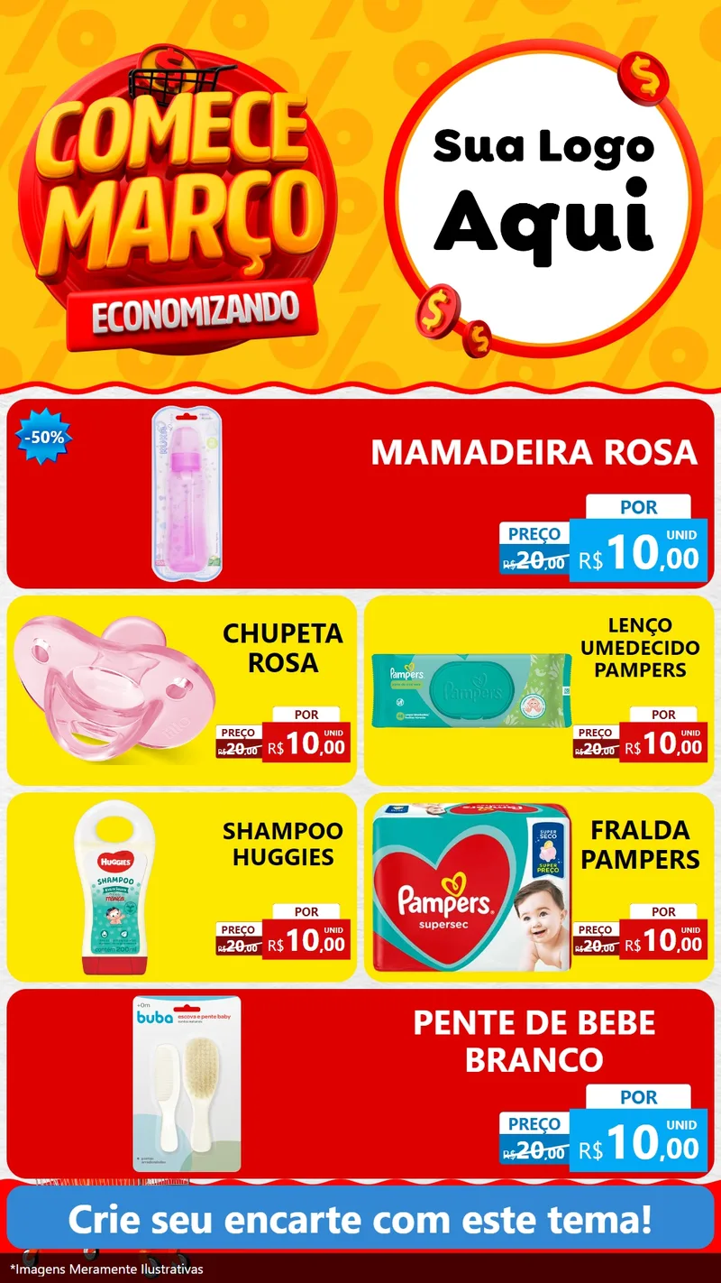 Modelo de TV para TV Vertical com o tema Comece Março Economizando para Bebês