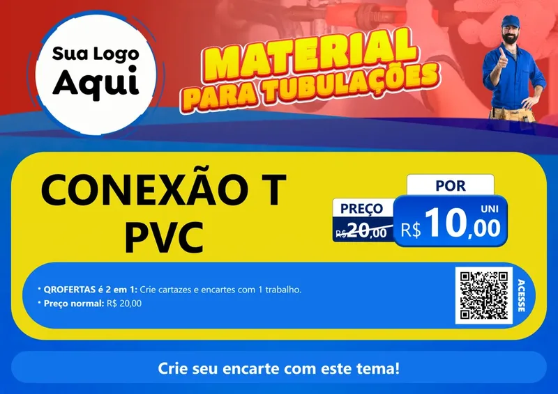 Modelo de Cartaz para Cartaz A4 Horizontal com o tema Material Para Tubulações (Tubos e Conexões) para Tubos e conexões