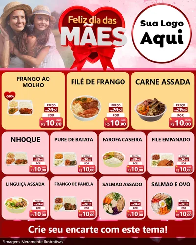 Modelo de Rede Social para Feed Instagram com o tema Feliz Dia Das Mães para Restaurante