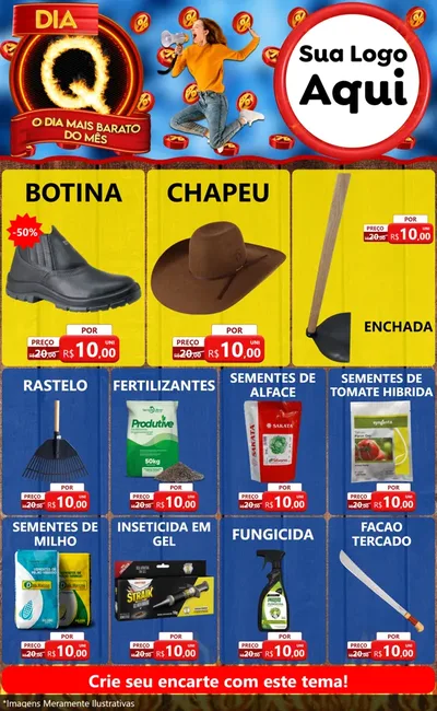 Modelo de Encarte para Encarte Grande com o tema Dia Q - O Dia Mais Barato Do Mês para Agropecuária