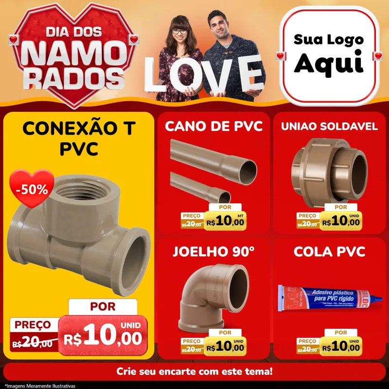 Modelo de Rede Social para Feed Facebook com o tema Dia dos Namorados para Tubos e conexões