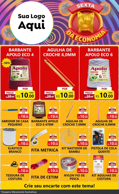 Modelo de Encarte para Encarte Grande com o tema Sexta da Economia para Armarinho e Aviamentos