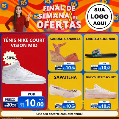 Modelo de Rede Social para Feed Facebook com o tema Final de Semana de Ofertas para Calçados
