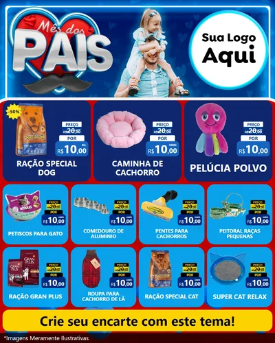 Modelo de Rede Social para Feed Instagram com o tema Mês Dos Pais para Pet Shop