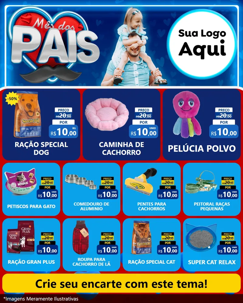 Modelo de Rede Social para Feed Instagram com o tema Mês Dos Pais para Pet Shop