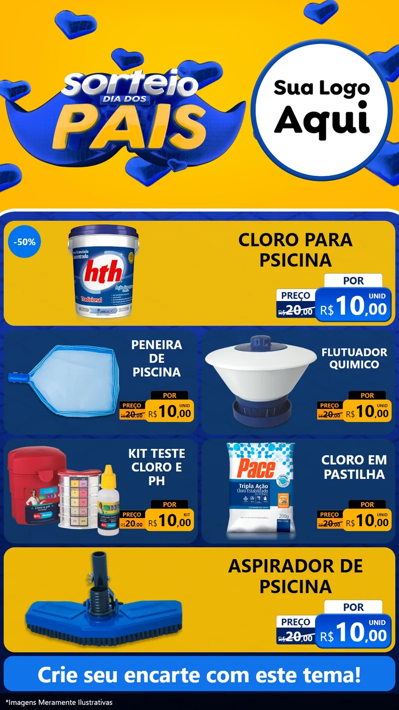 Modelo de TV para TV Vertical com o tema Sorteio Dia dos Pais para Produtos para Piscina